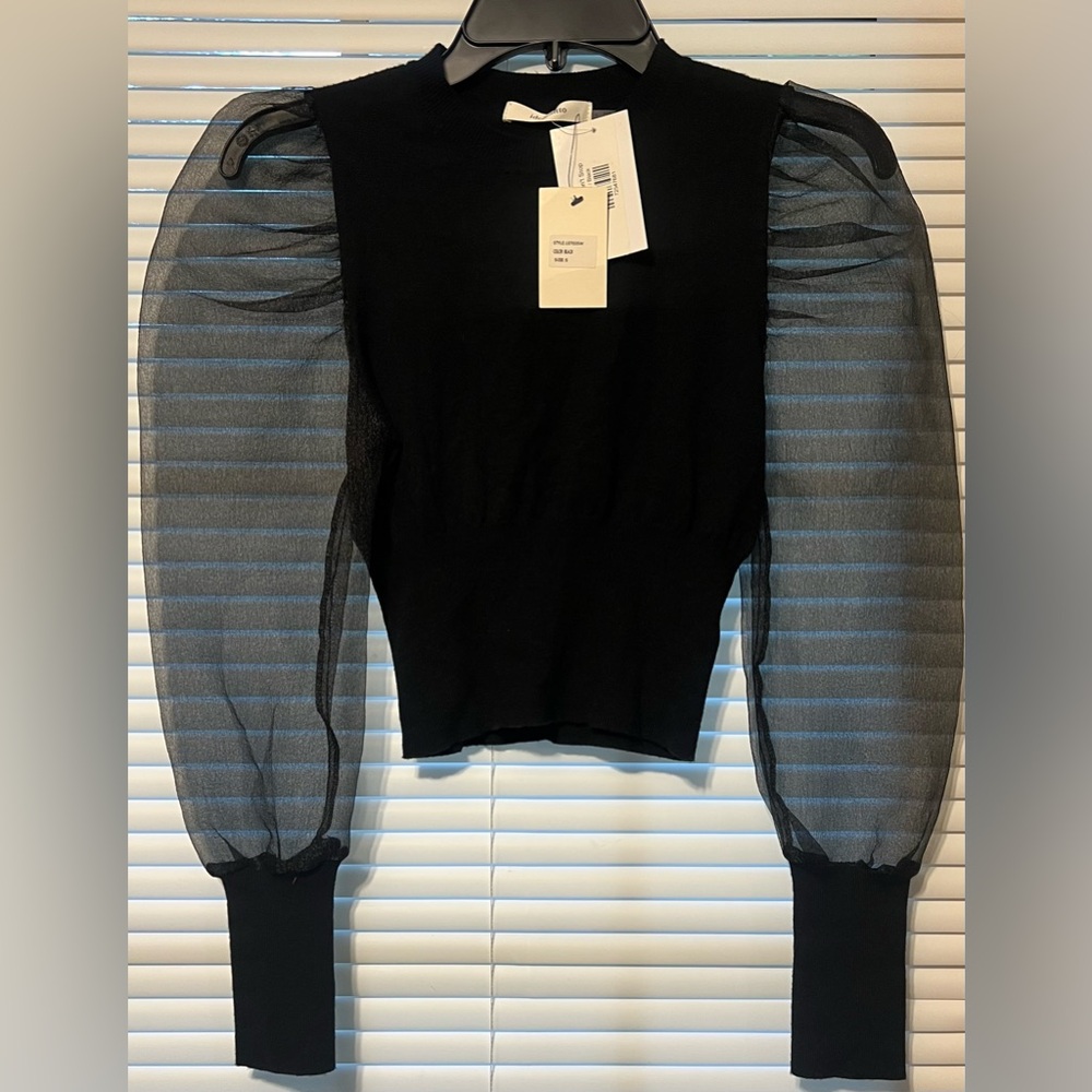 Elegant Black Sheer Sleeve Blouse